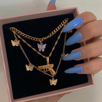 Bohemian Multilayer Necklaces For Women Men Gold Butterfly Portrait Coin Cross Crystal Chokers Necklace Trendy New Jewelry Gifts daiiibabyyy